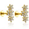 Flat Back Studs Impuria Jewelry | Gardenia Triple Flower Ear Piercing Earring Stud Set