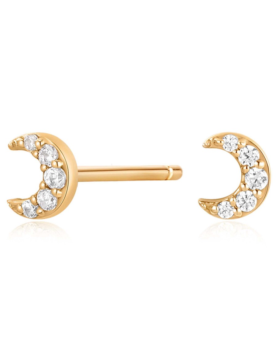 Studs Impuria Jewelry | Twilight Crescent Moon 14K Gold Earring Studs