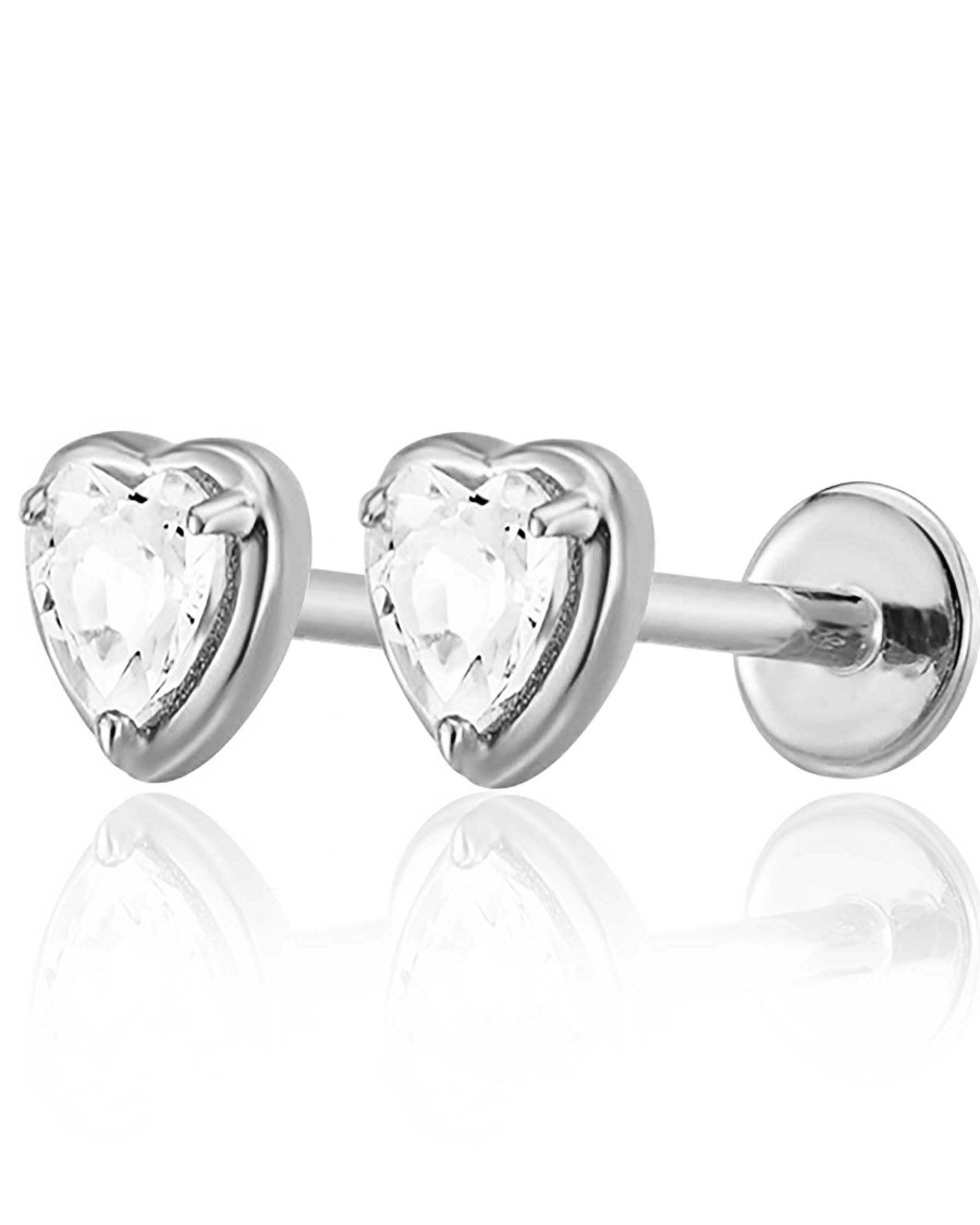 Studs Impuria Jewelry | Desire Crystal Heart Ear Piercing Earring Stud Set