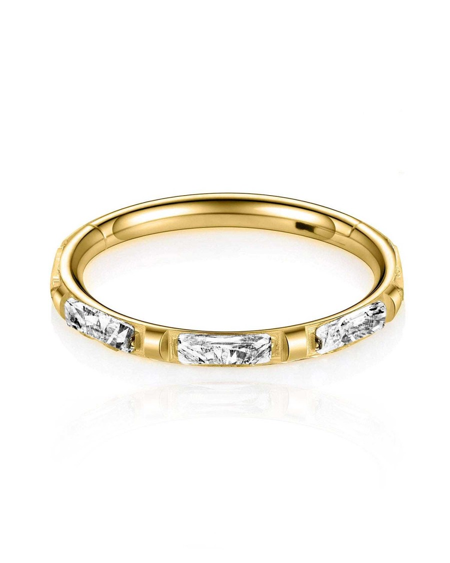 Hoops Impuria Jewelry | Celine Crystal Baguette Eternity Hinged Segment Hoop Ring Clicker