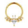 Hoop Clickers Impuria Jewelry | Vanita Pearl & Crystal Bat Ear Piercing Ring Hoop Clicker