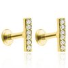 Flat Back Studs Impuria Jewelry | Rae Minimal Crystal Bar Ear Piercing Earring Stud Set