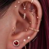 Flat Back Studs Impuria Jewelry | Gemini Chain Double Crystal Threaded Prong Ear Piercing Earring Stud Set