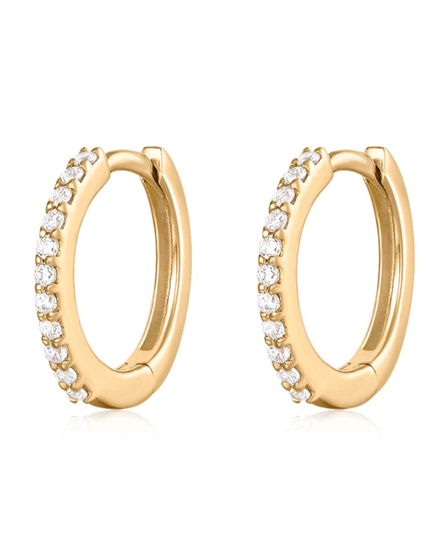 Huggie Earrings Impuria Jewelry | Jane Crystal Pave Eternity Hoop Huggie Earrings