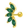 Studs Impuria Jewelry | Mint Emerald Marquise Crystal Leaf Ear Piercing Earring Stud Gold - 1 Piece