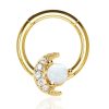 Hoops Impuria Jewelry | Venus Celestial Moon & Star Opal Ear Piercing Ring Hoop Clicker Gold