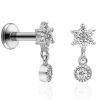 Flat Back Studs Impuria Jewelry | Kalina Flower Dangle Crystal Drop Ear Piercing Earring Studs Set