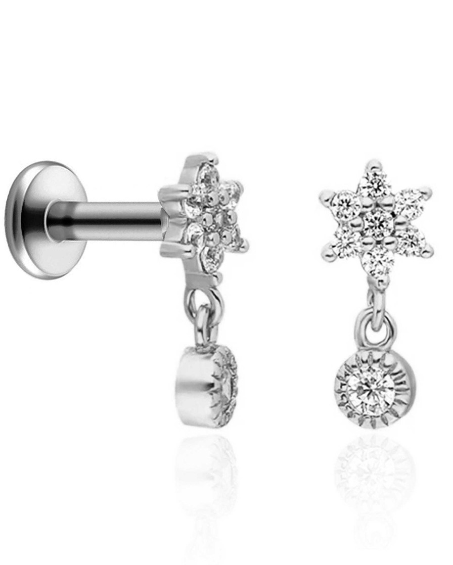 Flat Back Studs Impuria Jewelry | Kalina Flower Dangle Crystal Drop Ear Piercing Earring Studs Set