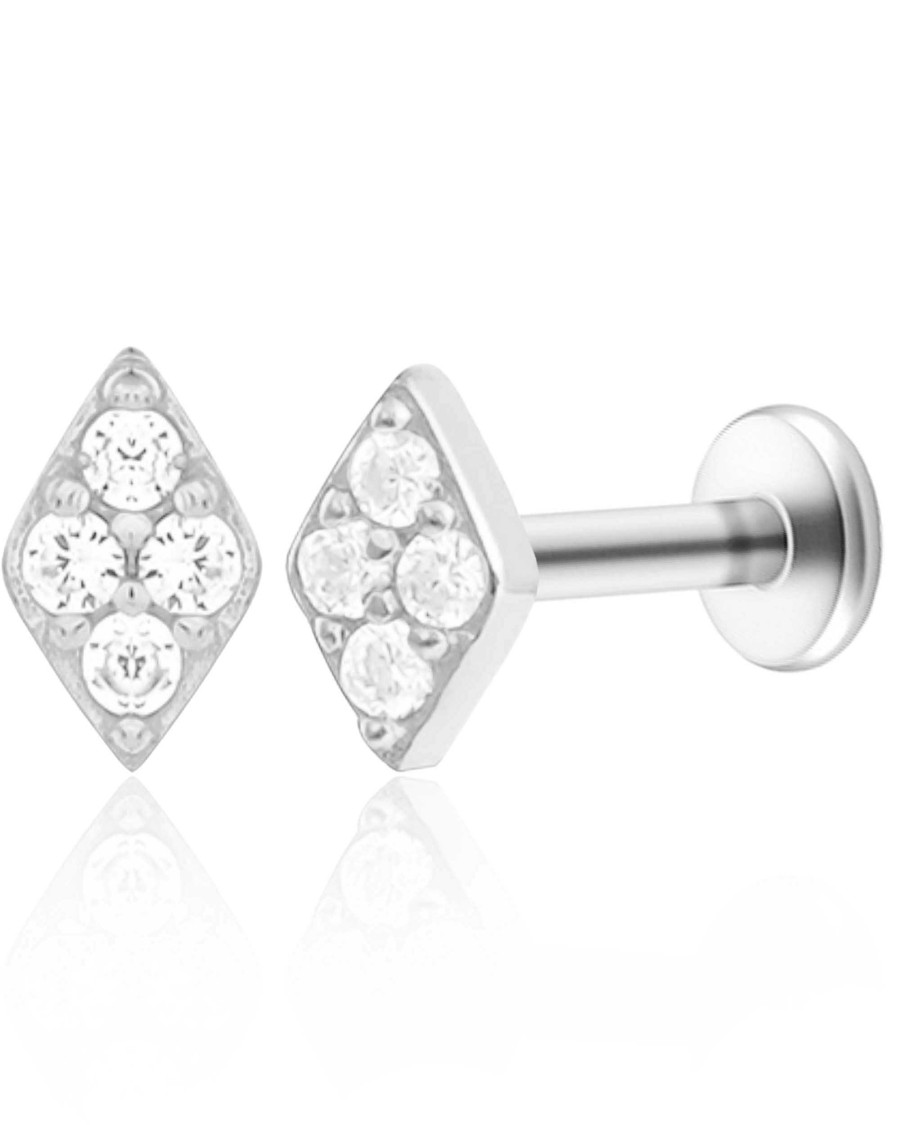 Flat Back Studs Impuria Jewelry | Chance Crystal Rhombus Ear Piercing Earring Stud Set