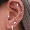 Studs Impuria Jewelry | Oasis Marquise Lotus Crystal Drop Ear Piercing Earring Stud Silver - 1 Piece