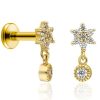 Studs Impuria Jewelry | Kalina Flower Dangle Crystal Drop Ear Piercing Earring Studs Set