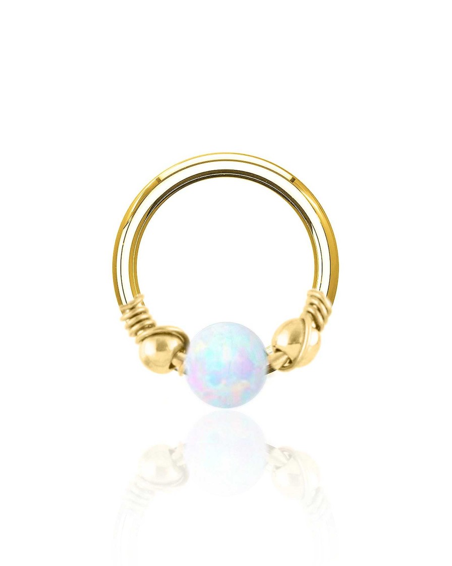 Hoops Impuria Jewelry | Prismatic Opal Eternity Hinged Segment Hoop Ring Clicker