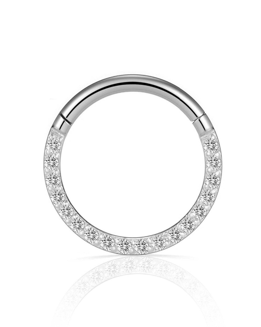 Hoop Clickers Impuria Jewelry | Glitter Crystal Pave Eternity Ear Piercing Ring Hoop Clicker