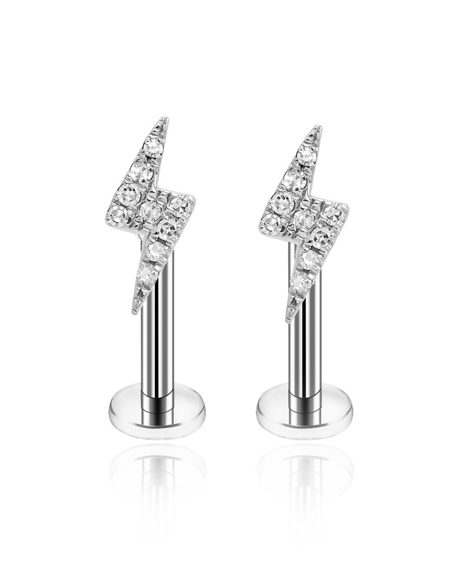 Flat Back Studs Impuria Jewelry | Blink Crystal Lightning Bolt Ear Piercing Earring Stud Set