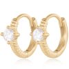 Huggie Earrings Impuria Jewelry | Entwined Crystal Braided Twist Eternity Hoop Huggie Earrings Gold - 1 Pair