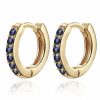 Hoops Impuria Jewelry | Colbalt Blue Crystal Pave Eternity Hoop Huggie Earrings Gold