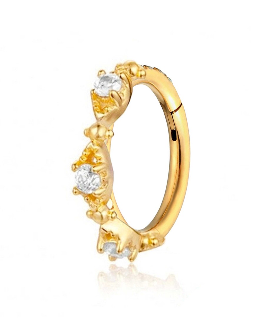 Hoops Impuria Jewelry | Couture Crystal Milgrain Eternity Hinged Segment Hoop Ring Clicker