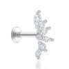 Studs Impuria Jewelry | Dynasty Six Crystal Prong Leaf Ear Piercing Earring Stud