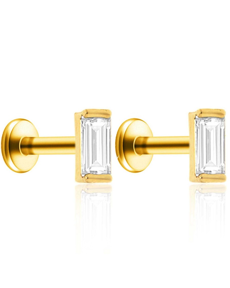 Studs Impuria Jewelry | Lucine Baguette Crystal Ear Piercing Earring Stud Set