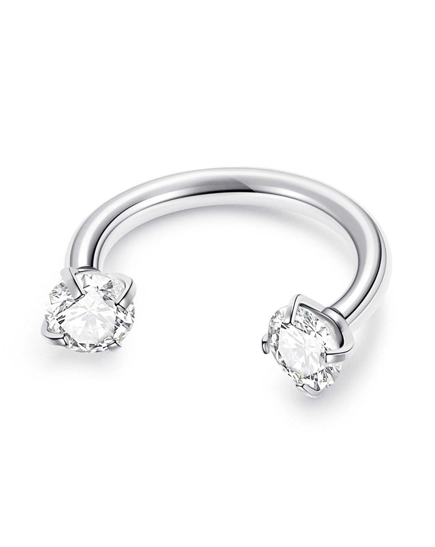 Hoops Impuria Jewelry | Sparkle Crystal Prong Polished Horseshoe Hoop Ring Silver - 1 Piece