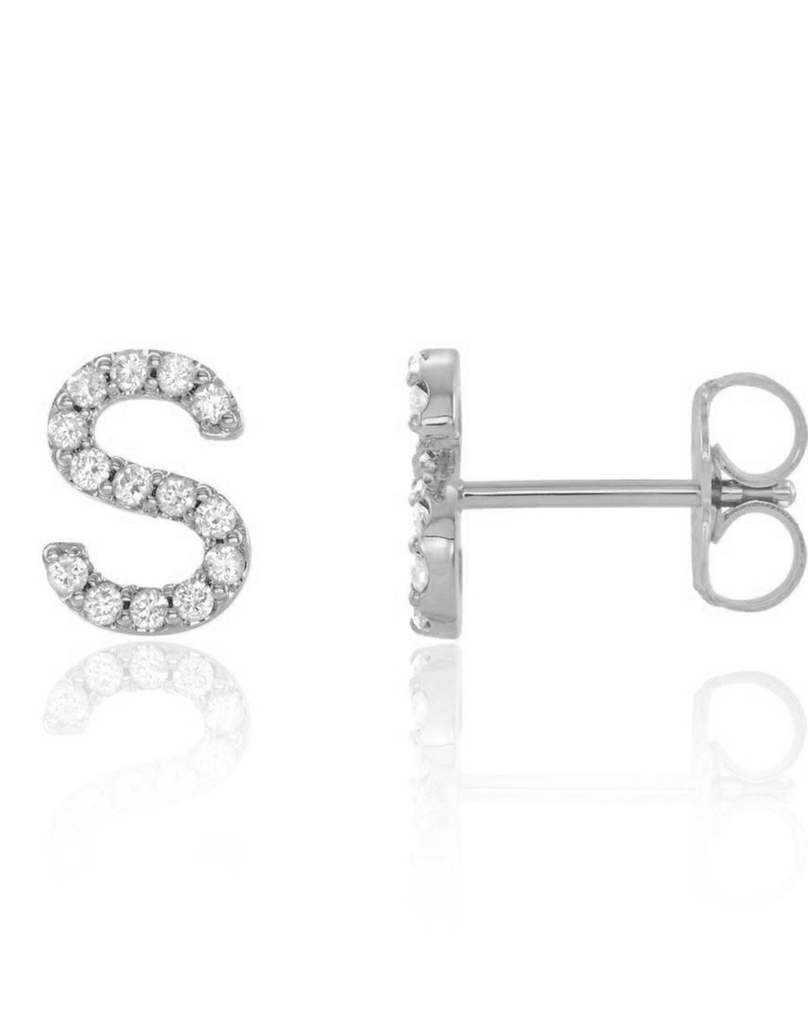 Studs Impuria Jewelry | Alphabet Crystal Pave Letter Earring Stud Set