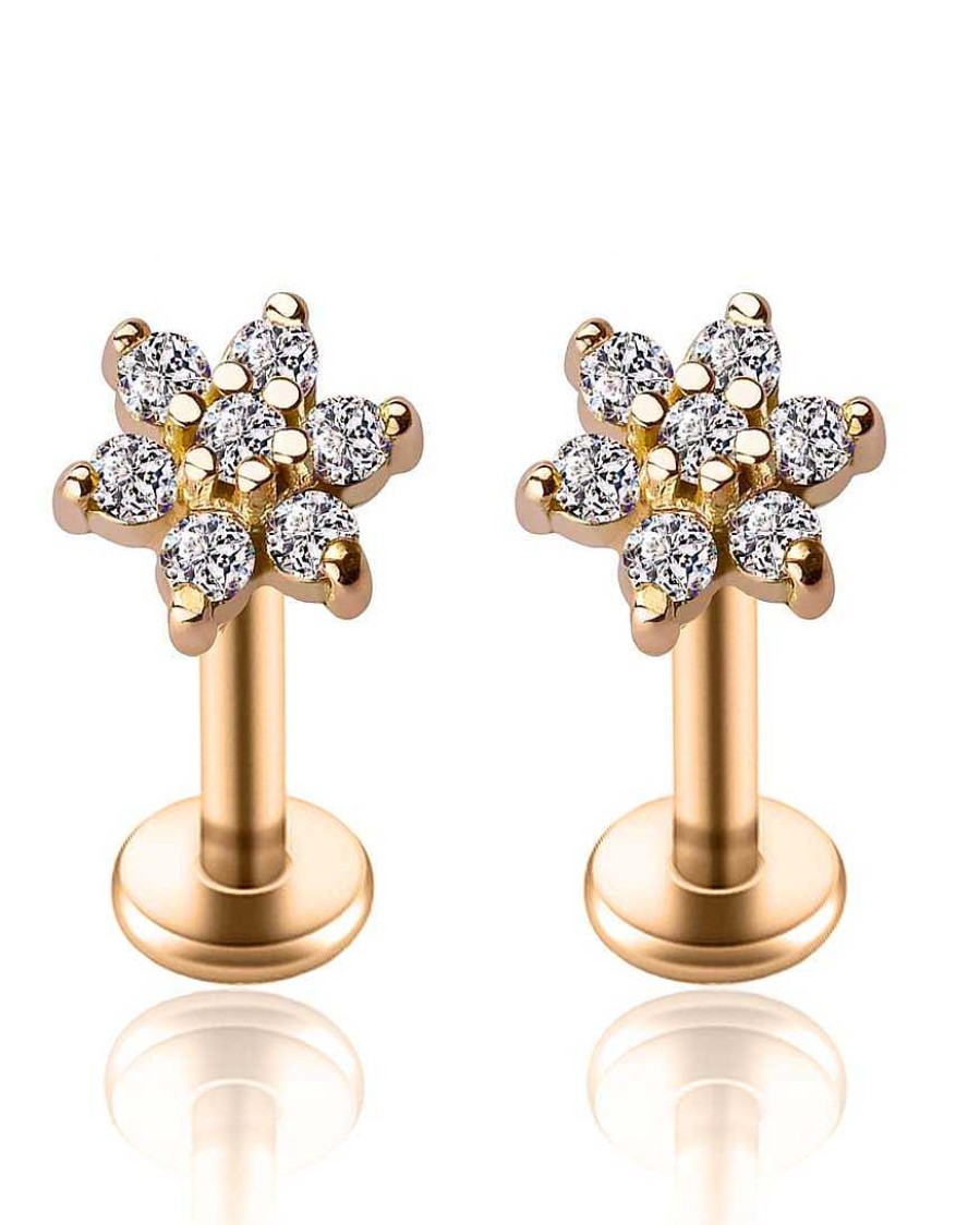 Studs Impuria Jewelry | Miki Crystal Flower Ear Piercing Earring Stud Set