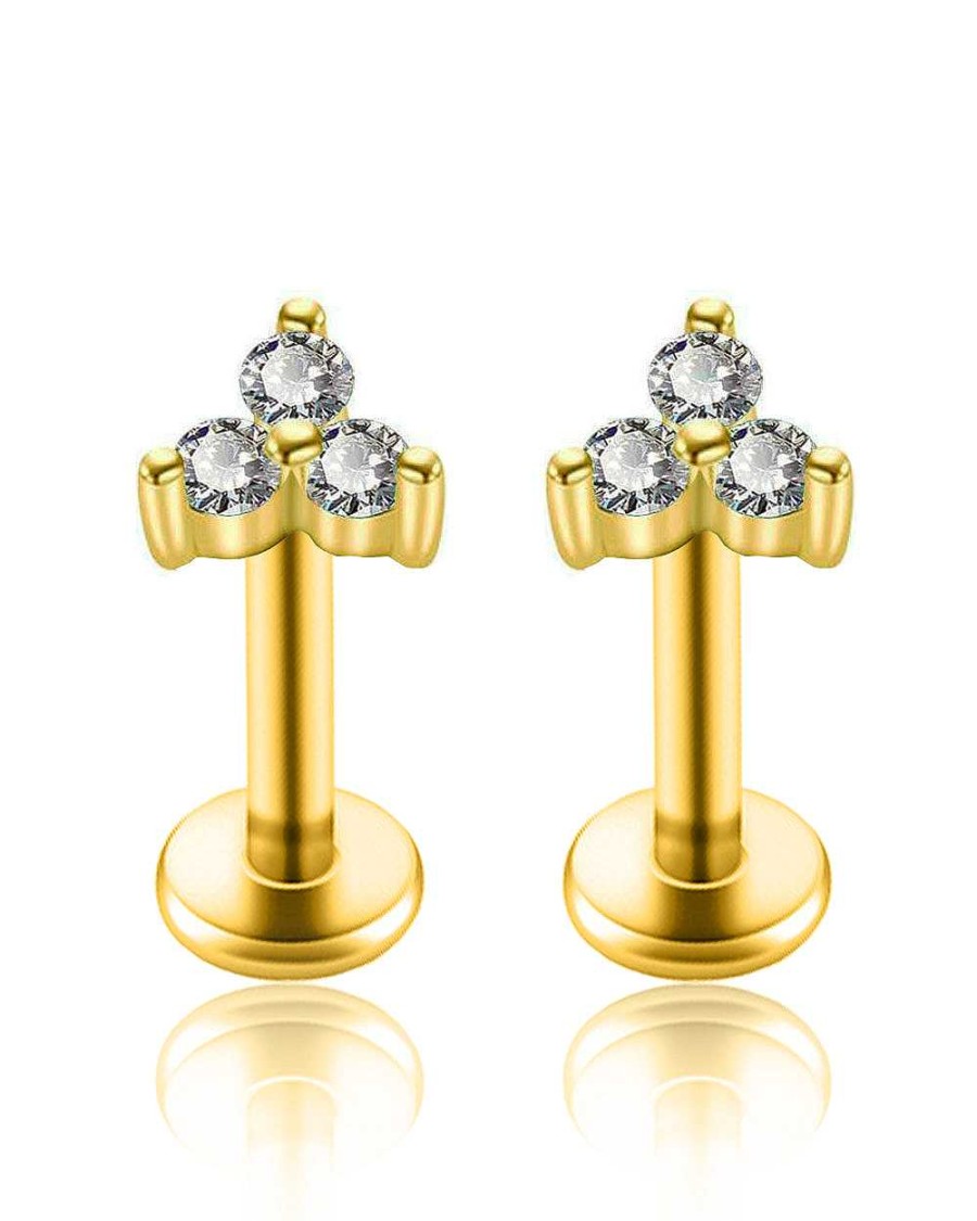 Flat Back Studs Impuria Jewelry | May Crystal Lotus Ear Piercing Earring Stud Set