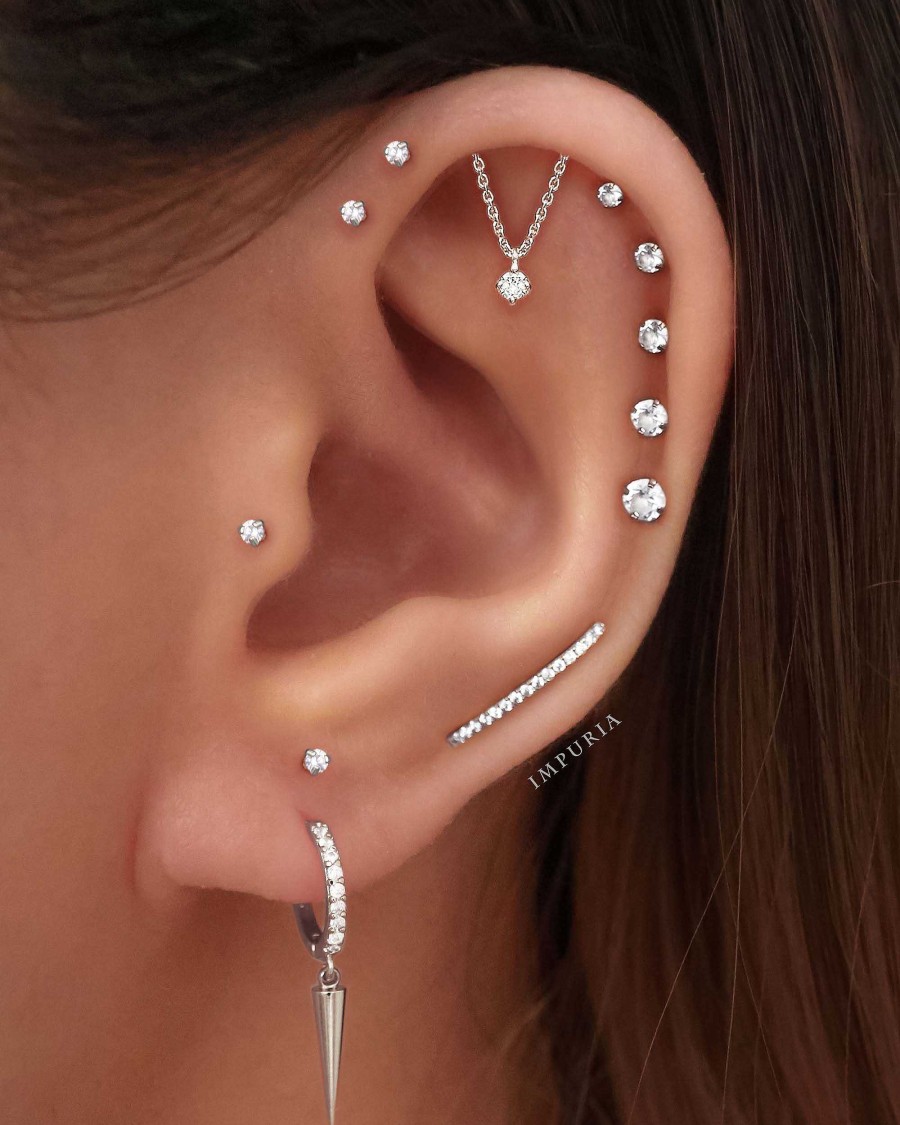 Hoops Impuria Jewelry | Eli Crystal Pave Spike Drop Eternity Hoop Huggie Earrings