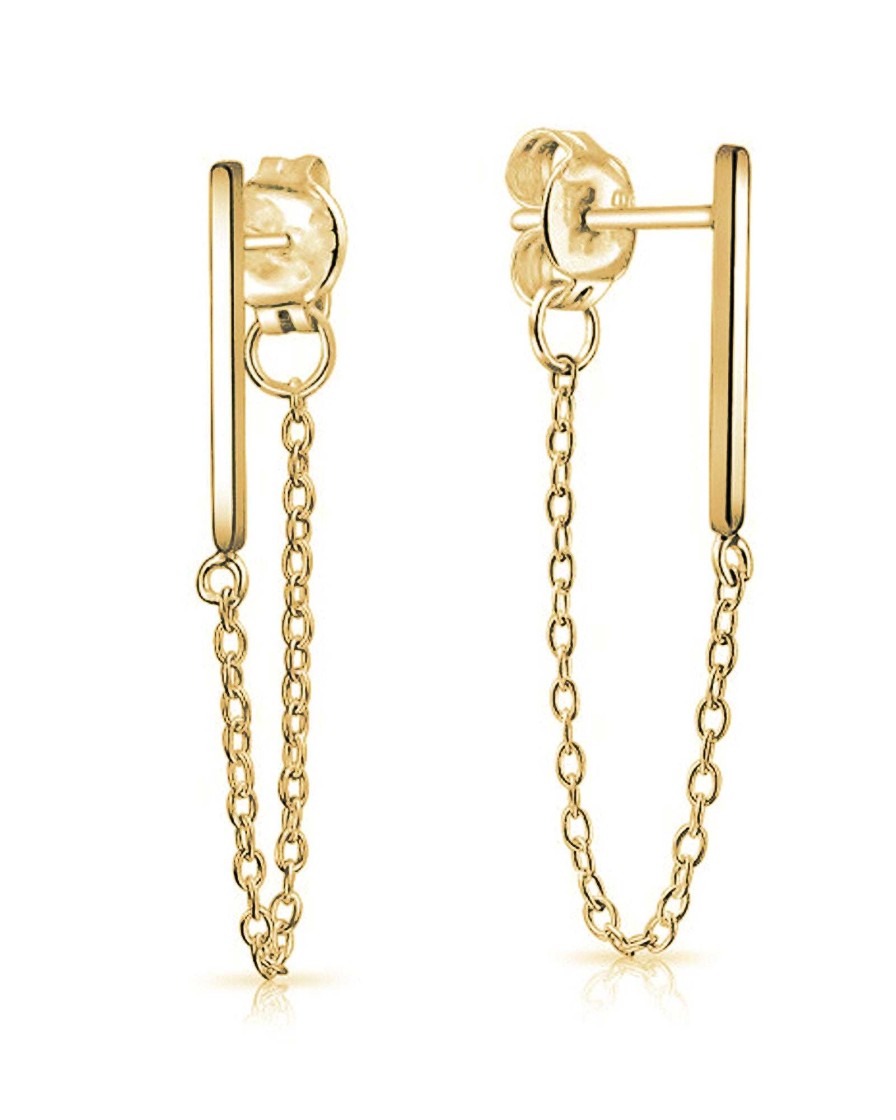 Studs Impuria Jewelry | Esme Minimalist Bar Chain Drop Earring Stud Set