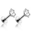 Flat Back Studs Impuria Jewelry | Vida Crystal Marquise Threaded Prong Ear Piercing Earring Stud Set Silver