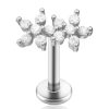 Studs Impuria Jewelry | Bouquet Double Flower Crystal Ear Piercing Earring Stud Silver - 1 Piece