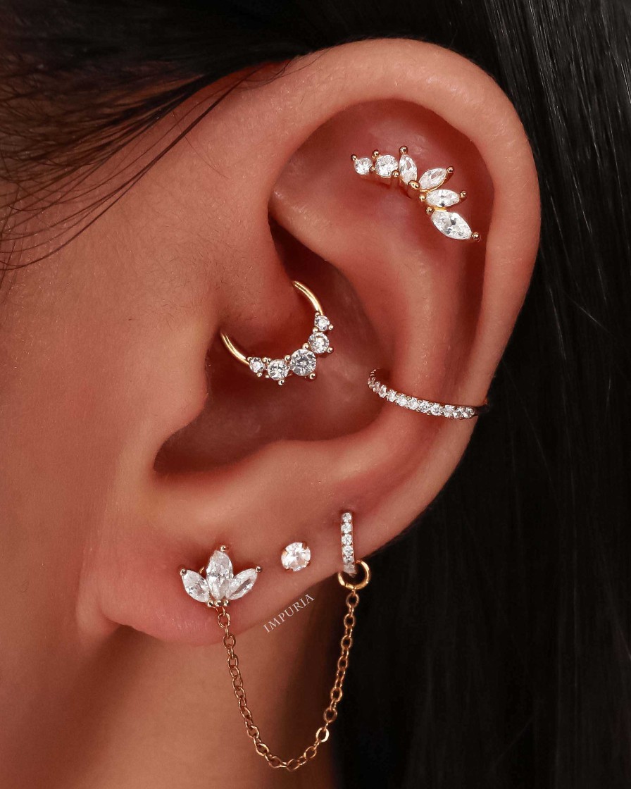 Ear Cuffs Impuria Jewelry | Glitter Crystal Pave Eternity Ear Cuff Earring Set