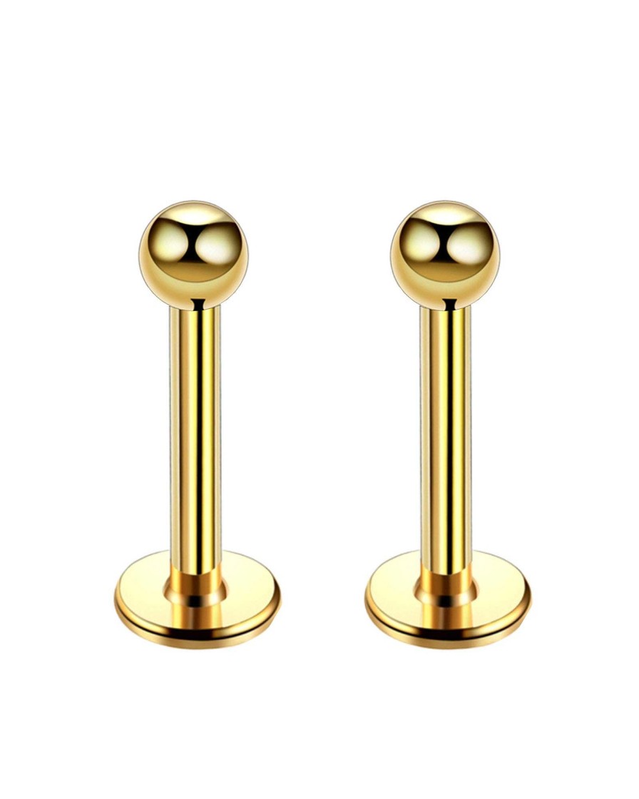 Flat Back Studs Impuria Jewelry | Val Polished Ball Threaded Ear Piercing Earring Stud Set