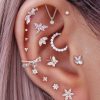 Flat Back Studs Impuria Jewelry | Enchanted Aurora Borealis Butterfly Crystal Ear Piercing Earring Stud Silver - 1 Piece