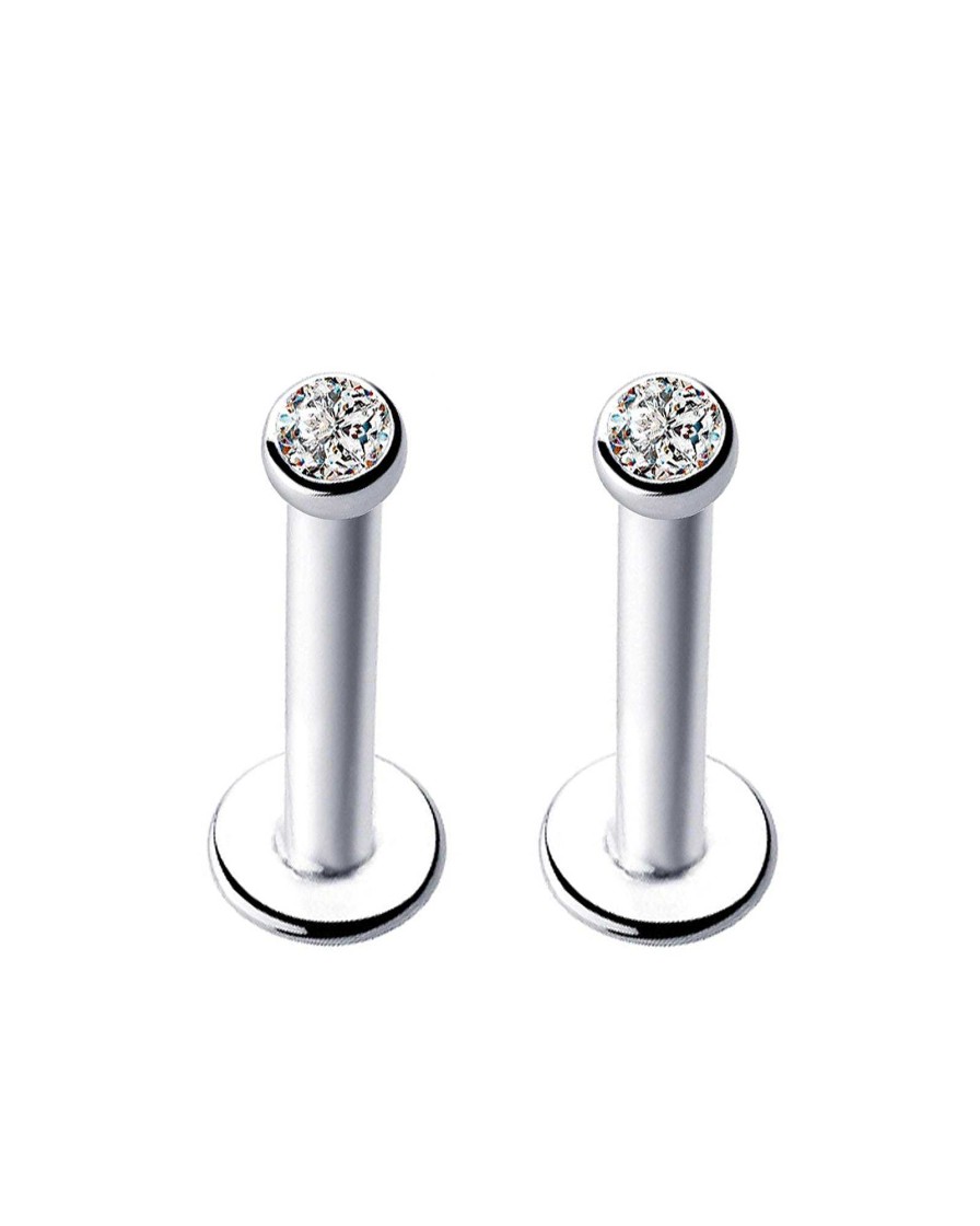 Studs Impuria Jewelry | Toki Crystal Threaded Bezel Ear Piercing Earring Stud Set