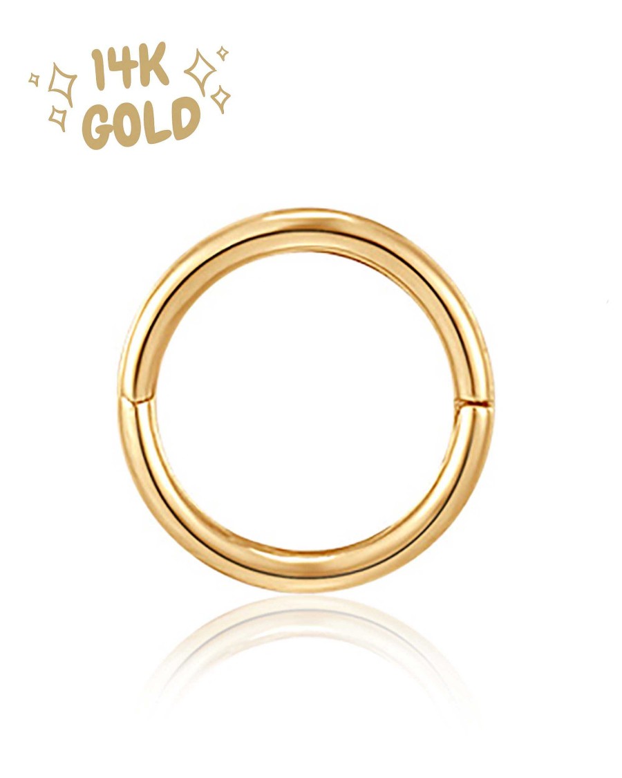 Hoop Clickers Impuria Jewelry | Purity Simple 14K Gold Polished Hinged Hoop Ring Clicker