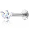 Flat Back Studs Impuria Jewelry | Elixir Aurora Borealis Triple Marquise Crystal Ear Piercing Earring Stud