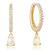 Huggie Earrings Impuria Jewelry | Dreamscape Opal Dangle Pave Hoop Huggie Earrings