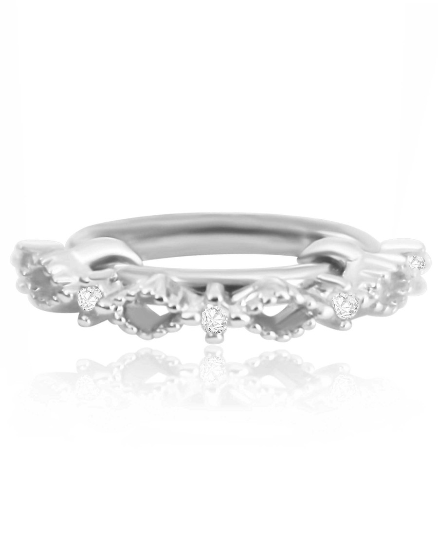 Hoops Impuria Jewelry | Opulence Diamond Milgrain Eternity Hinged Segment Hoop Ring Clicker