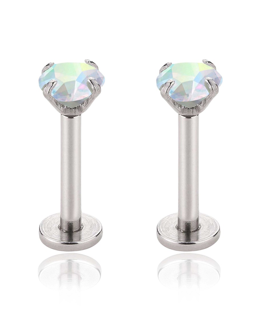 Flat Back Studs Impuria Jewelry | Northern Lights Aurora Borealis Ear Piercing Earring Stud Set Silver