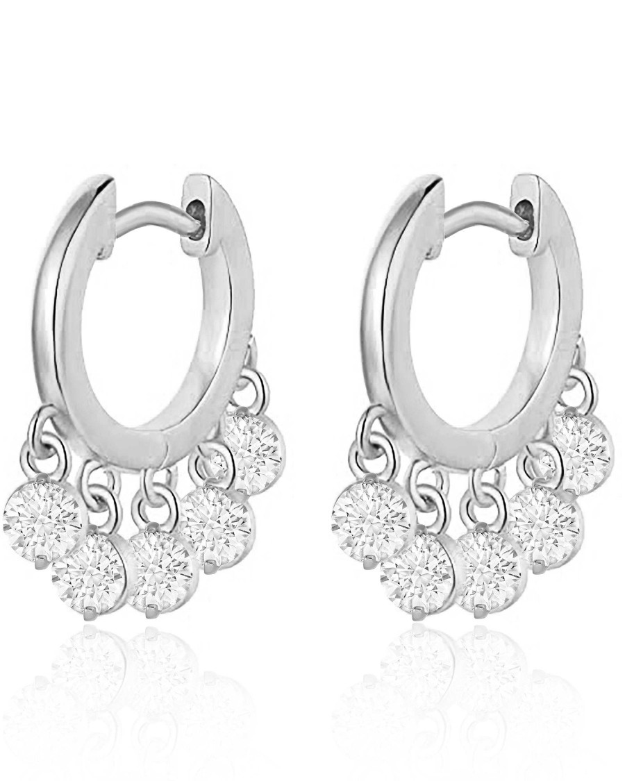 Huggie Earrings Impuria Jewelry | Dew Crystal Raindrop Eternity Hoop Huggie Earrings