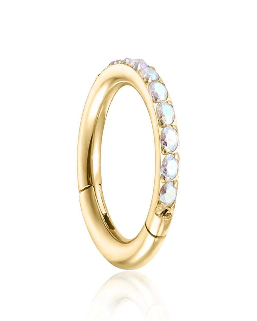 Hoops Impuria Jewelry | Glitter Aurora Borealis Crystal Pave Eternity Hinged Segment Hoop Ring Clicker